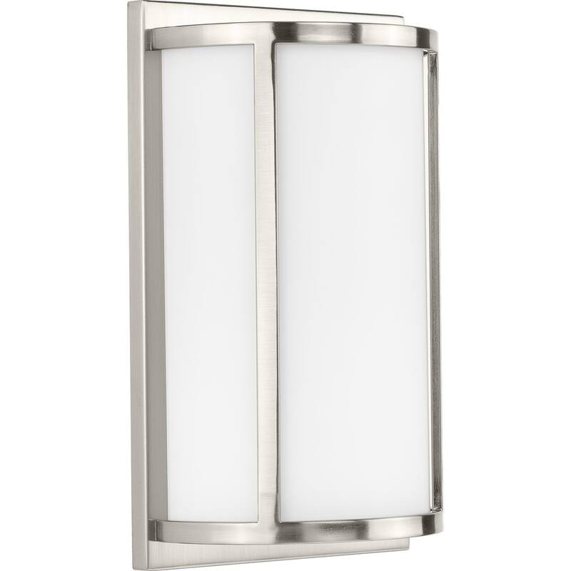 Parkhurst Collection Two-Light Brushed Nickel Etched Glass New Traditional Wall Sconce - 7.5 in x 4 in x 12 in