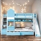 preview thumbnail 1 of 64, Twin over Twin Bunk Bed With 2 Drawers,3 Shelves and Slide,Sturdy Frame Blue