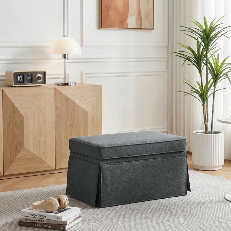 Rectangle Chenille Upholstered Storage Ottoman