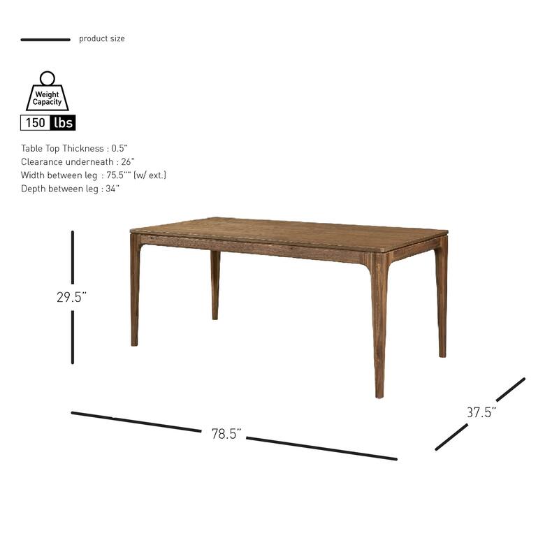NPD Furniture Hereford 78" Acacia Wood Dining Table