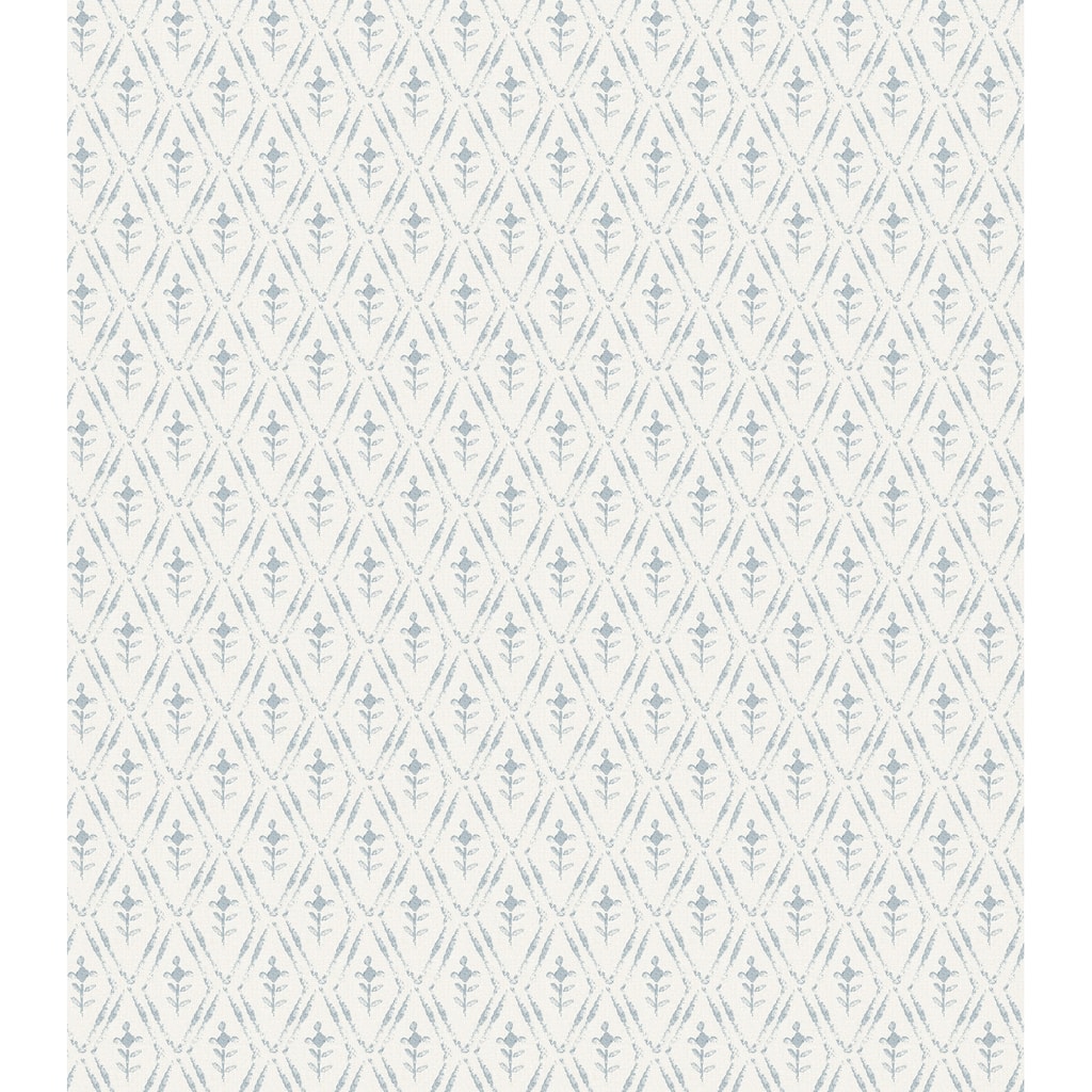 Chris Loves Julia x A-Street Prints Tillie Blue Diamond Floral Wallpaper