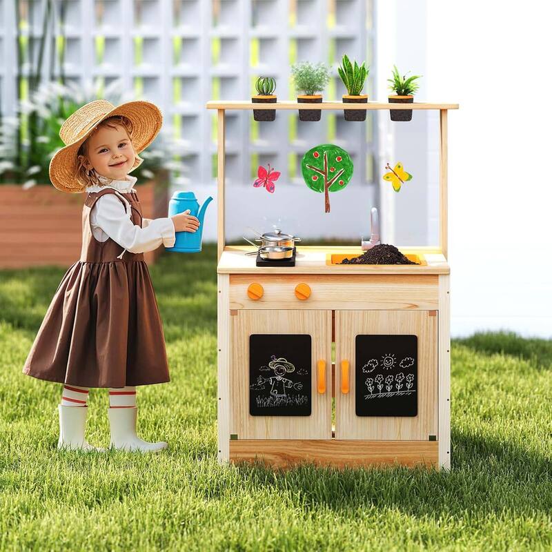 Mud Kitchen Fir Wood Outdoor Play Kitchen Toy for Toddlers