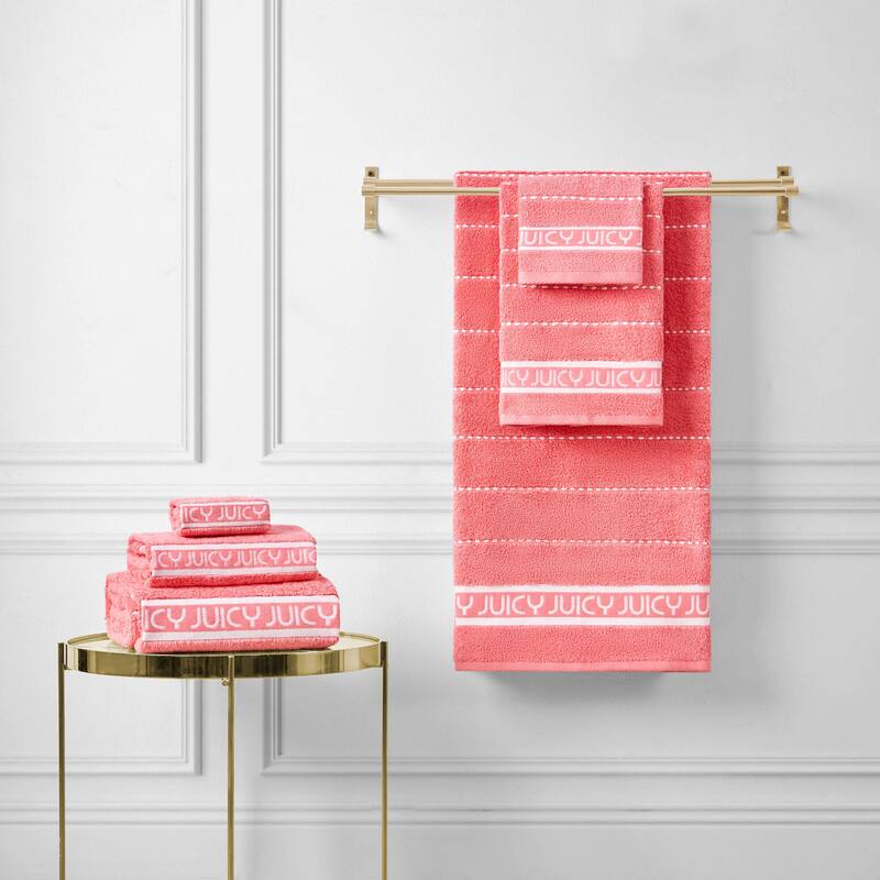 Juicy Couture 6-Piece Towel Set 2 Bath Towels 2 Hand Towels 2 Washcloths - 28"x54"/16"x26"/12"x12"