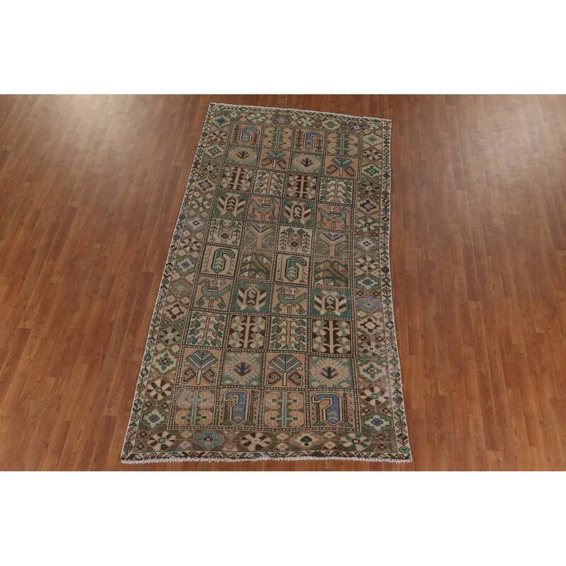 Garden Design Bakhtiari Persian Vintage Rug Hand-Knotted Wool Carpet - 5'1"x 9'7"