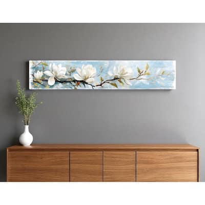 HomeRoots 10" X 36" Magnolia Branch Floral Hanging Wall Decor