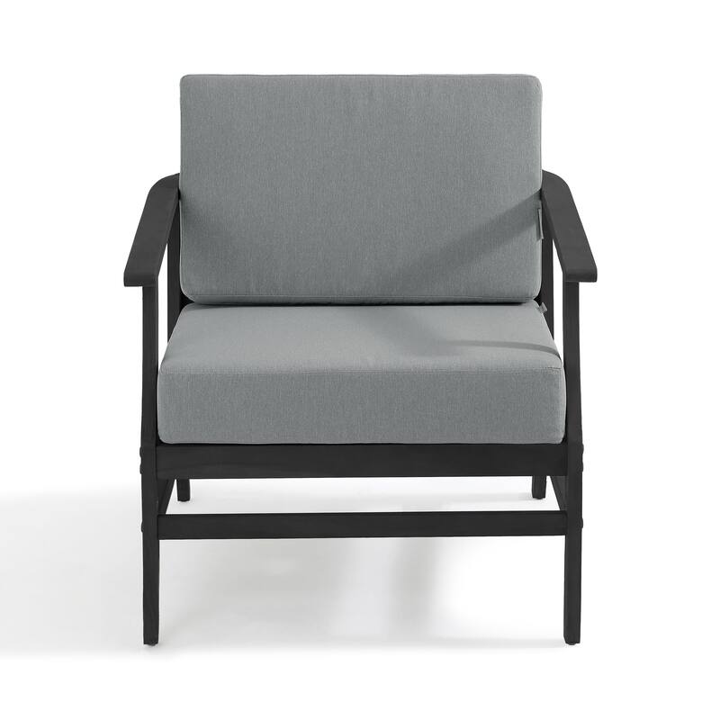 2 Set Patio Teak Wood Outdoor Chair and Side Table Set with Cushions