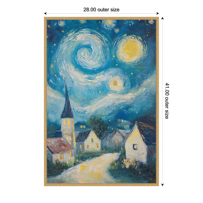 Swirling Night Sky by Tradelink inhouse artist Framed Canvas Wall Art Print - 28 x 41 in