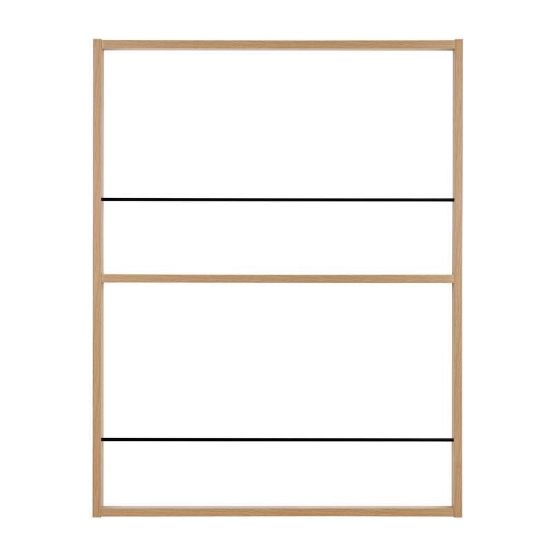 Danya B. Steiner Beech Square Modern 2-Tier Kids Wall Mounted Bookshelf with Contrasting Black Rods