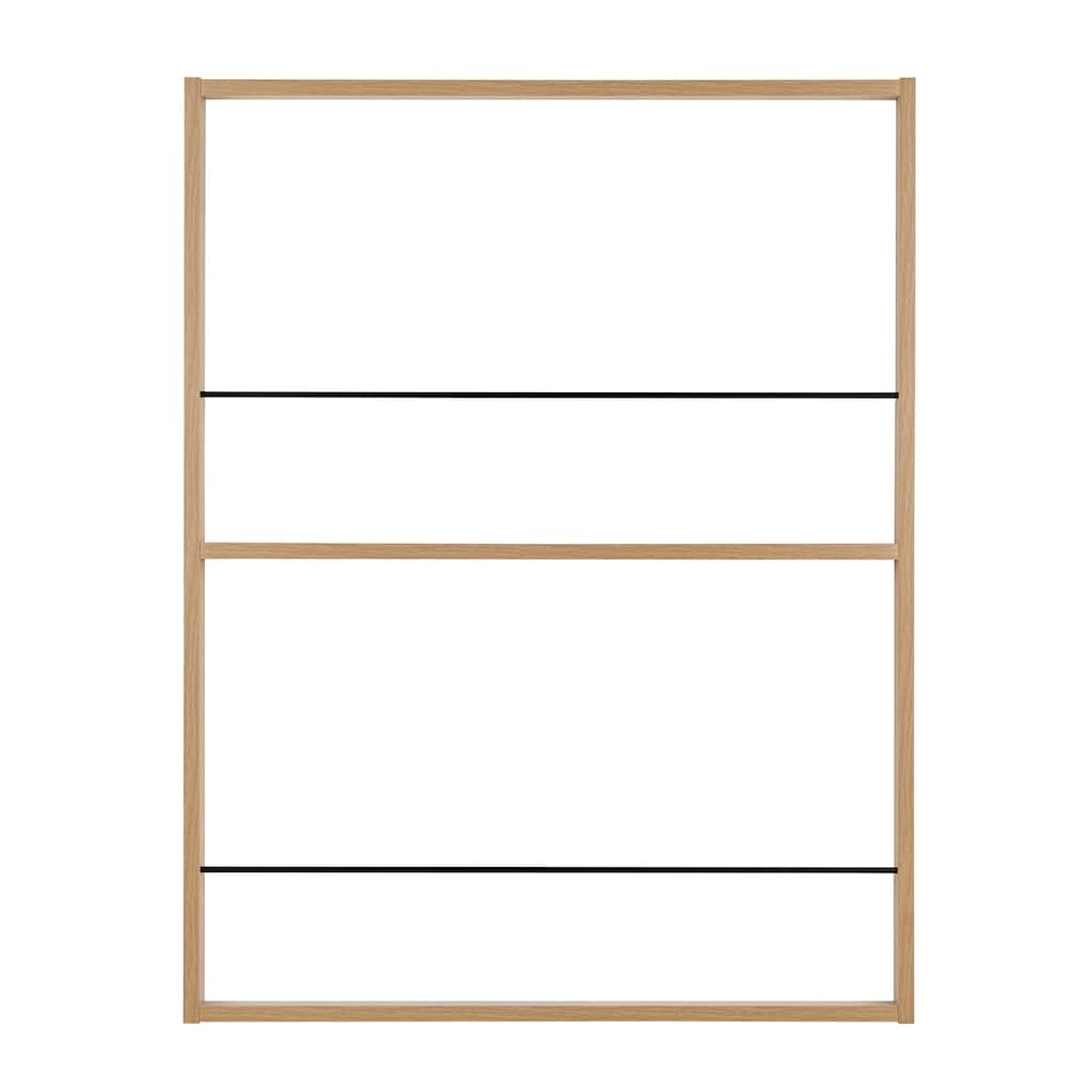 Danya B. Steiner Beech Square Modern 2-Tier Kids Wall Mounted Bookshelf with Contrasting Black Rods