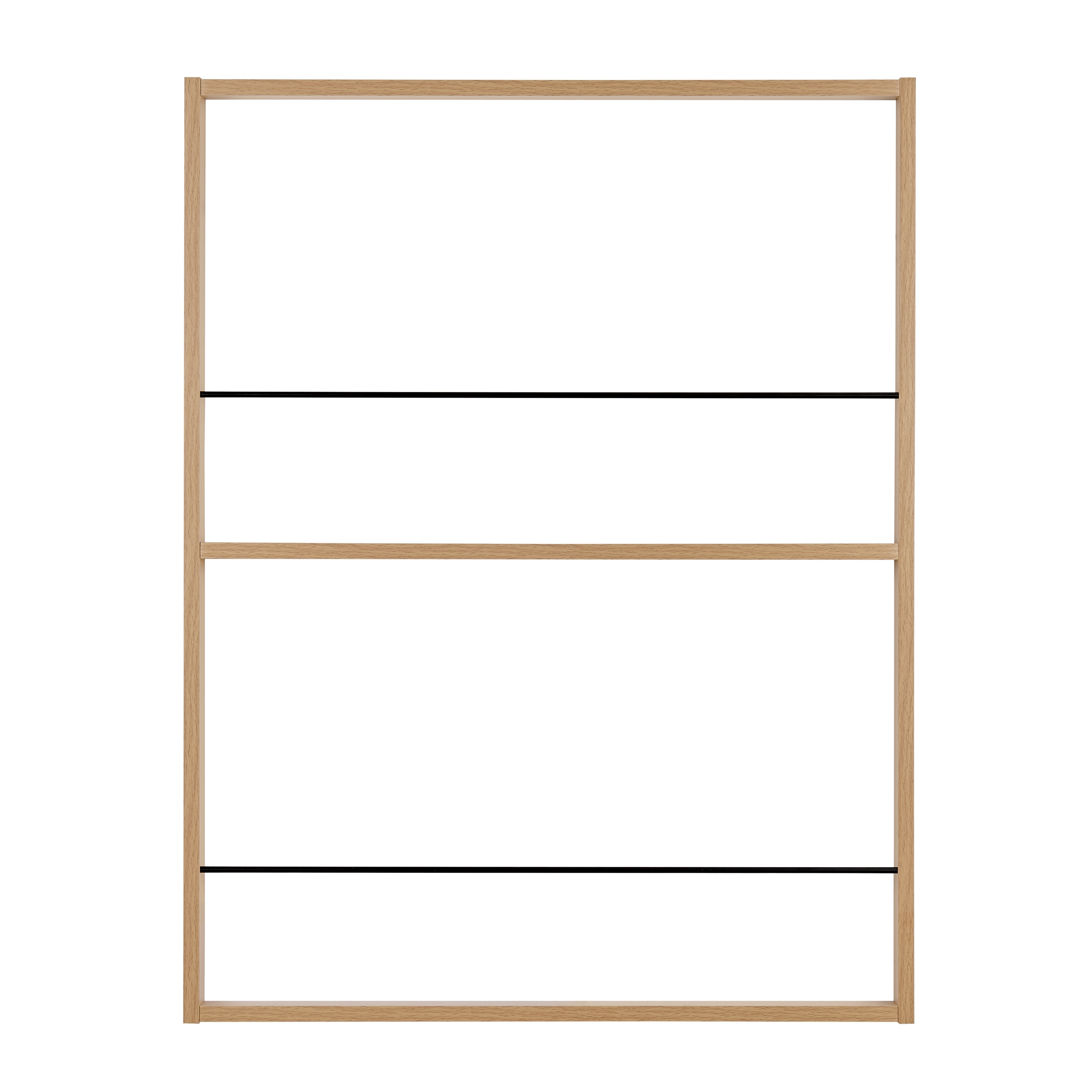 Danya B. Steiner Beech Square Modern 2-Tier Kids Wall Mounted Bookshelf with Contrasting Black Rods