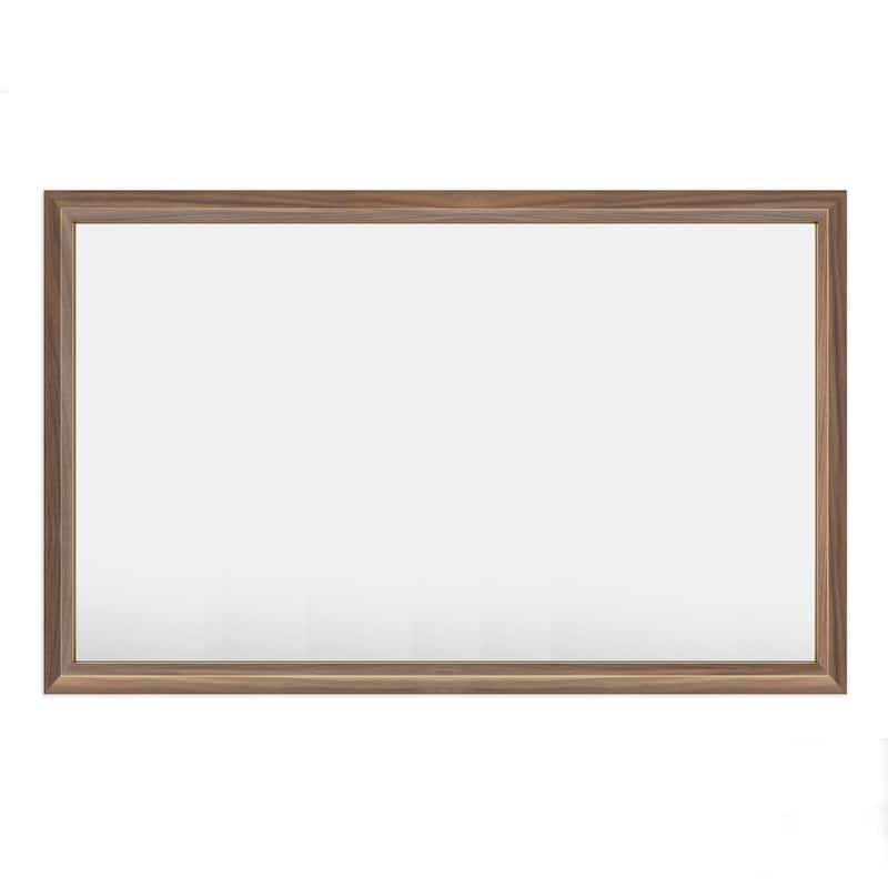Beveled Metal Rectangle Framed Bathroom Vanity Tempered Glass Mirrors - 48" x 30" - Light Brown