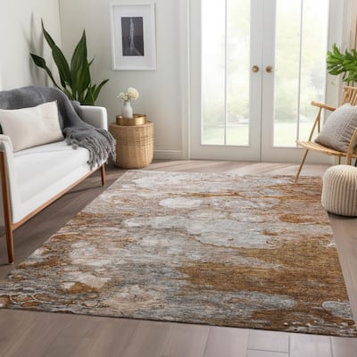 Machine Washable Indoor/ Outdoor Chantille Modern Abstract Rug