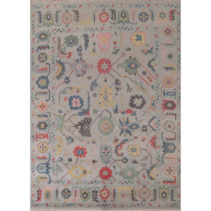 Transitional Floral Oushak Area Rug Handmade Oriental Wool Carpet - 7'11"x 10'4"