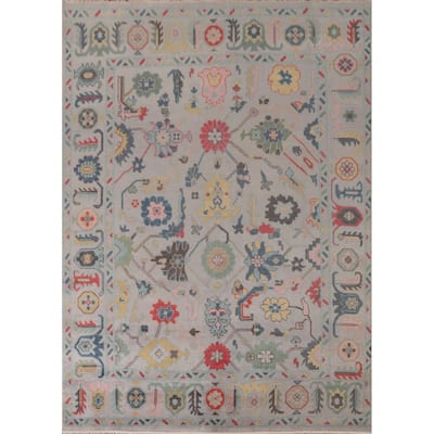 Transitional Floral Oushak Area Rug Handmade Oriental Wool Carpet - 7'11"x 10'4"