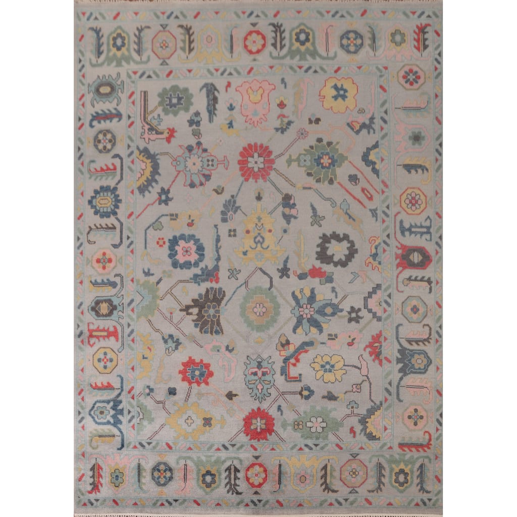 Transitional Floral Oushak Area Rug Handmade Oriental Wool Carpet - 7'11"x 10'4"