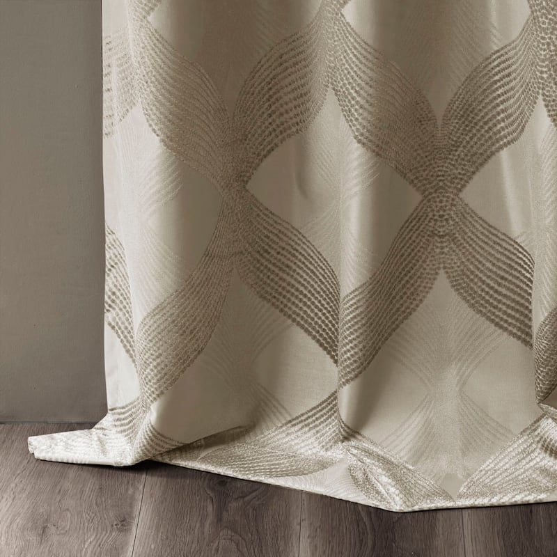Ogee Knitted Jacquard Total Blackout Curtain Panel(Only 1 Pc Panel)