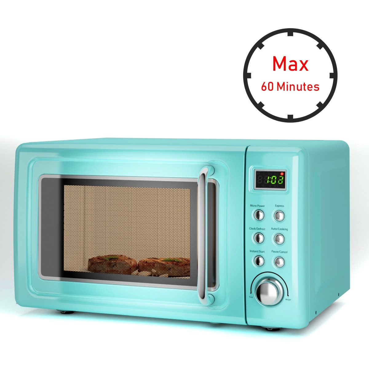 Costway 0.9 Cu.ft Retro Countertop Compact Microwave Oven - Mint Green