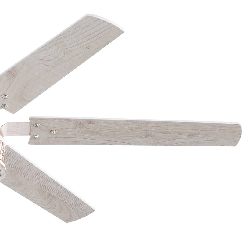 2pcs 46-inch Reversible 6-Blade Distressed White Ceiling Fan with Light and Remote