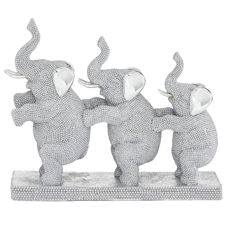 Polystone Elephant Decorative Sculpture - Silver - Roche River Decor - Silver