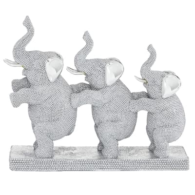 Polystone Elephant Decorative Sculpture - Silver - Roche River Decor