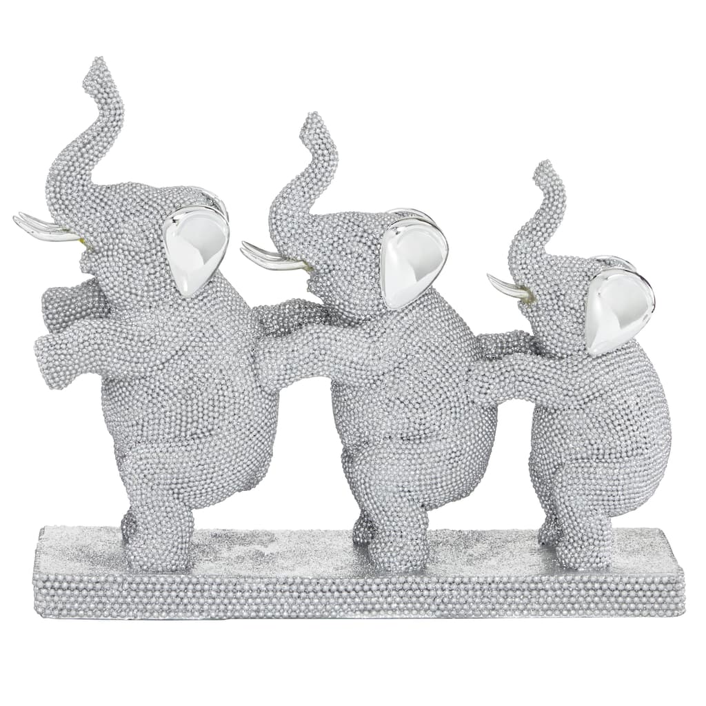 Polystone Elephant Decorative Sculpture - Silver - Roche River Decor