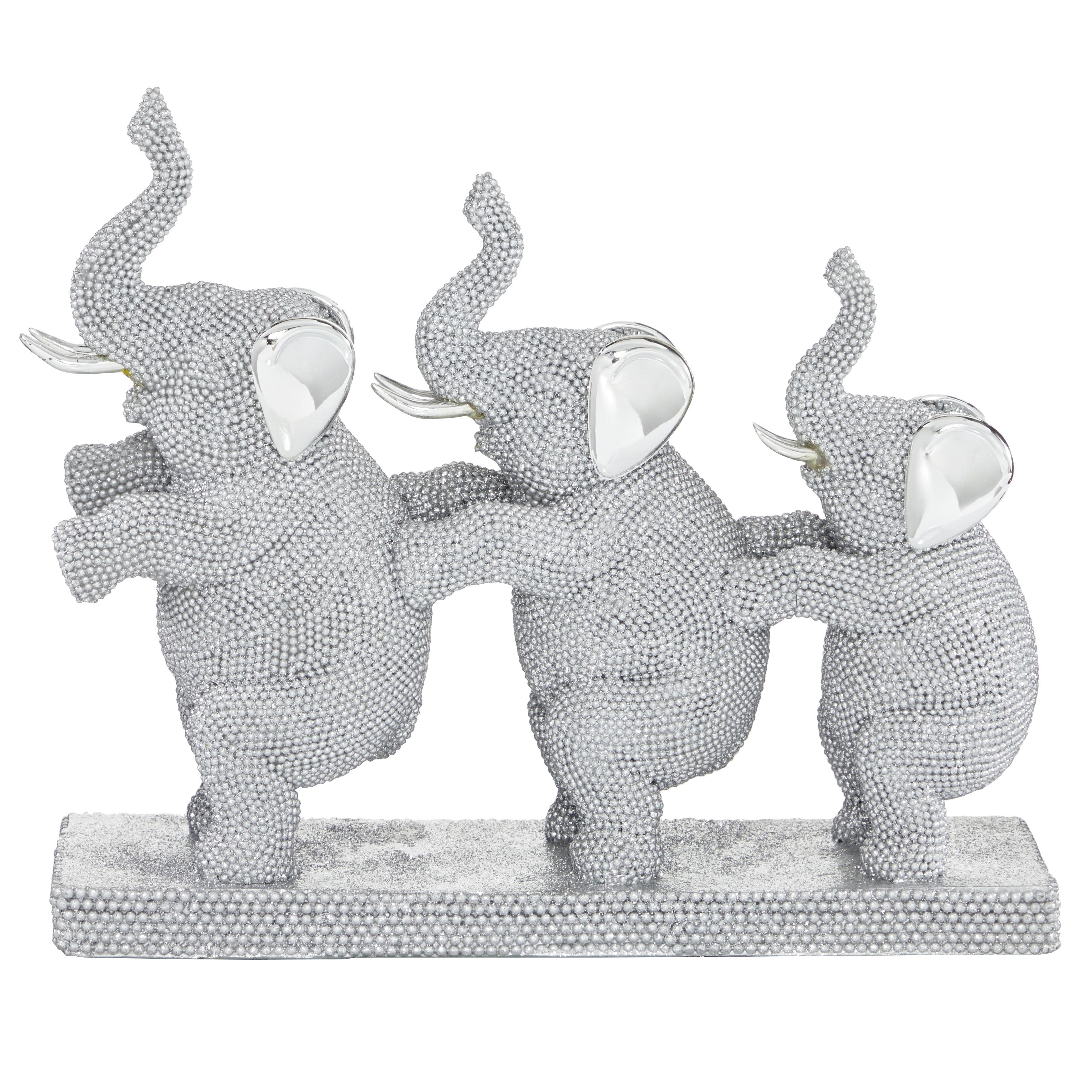 Polystone Elephant Decorative Sculpture - Silver - Roche River Decor