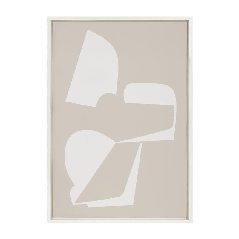 Kate and Laurel Sylvie Eye Catching Sleek Abstract 3 White and Beige 23x33 Framed Canvas by The Creative Bunch Studio