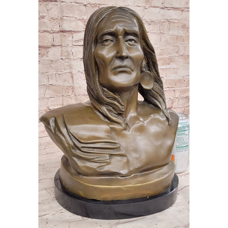 Signed Original Artwork By Milo Native American Chief Bronze Sculpture Bust