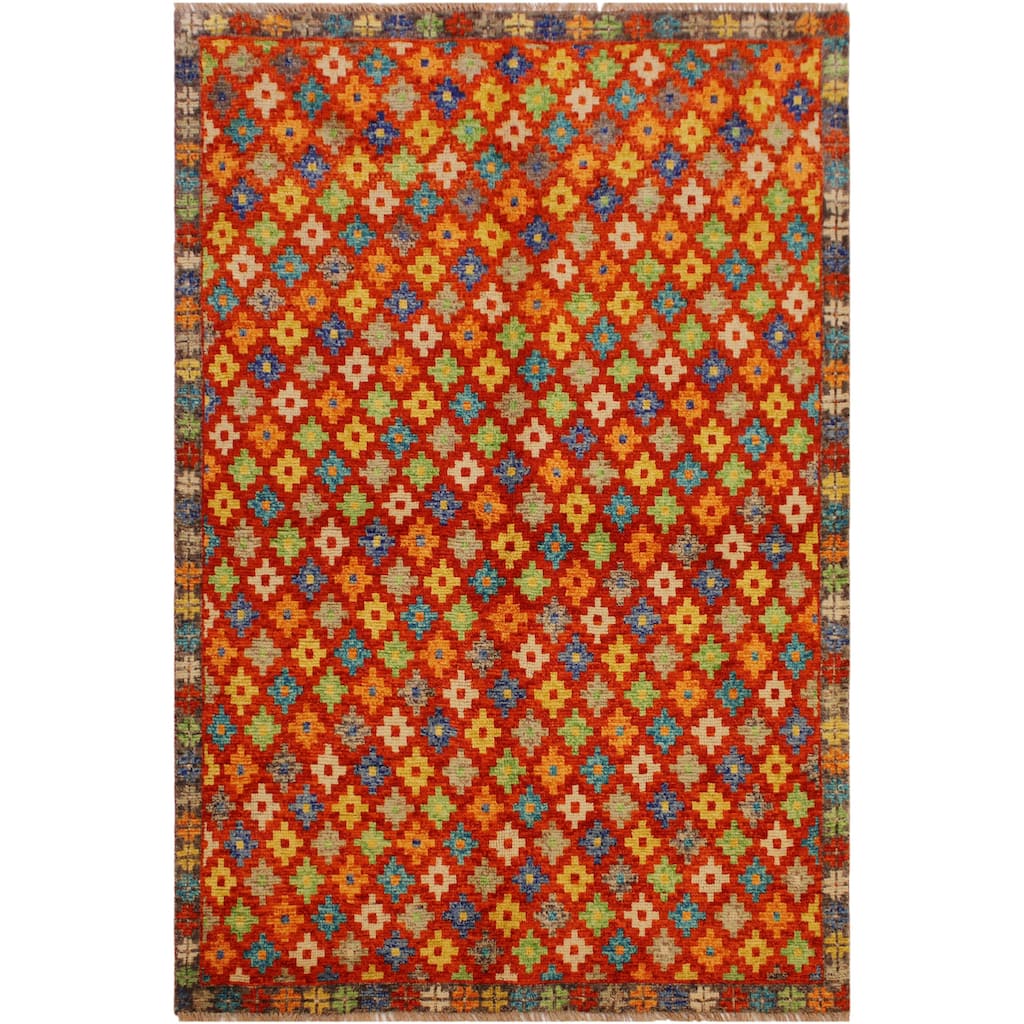 Boho Chic Balochi Jaramillo Orange/Brown Hand Knotted Wool Rug - 4'11'' x 6'6''