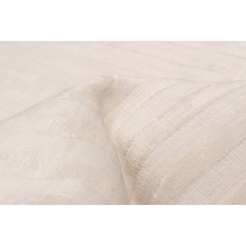 ECARPETGALLERY Hand Loomed Kashkuli Gabbeh White Viscose Rug - 5'5 x 7'5