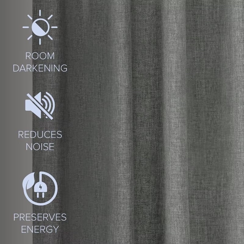 Linen Texture Tie Top Room Darkening Curtain Pair(2 panels)