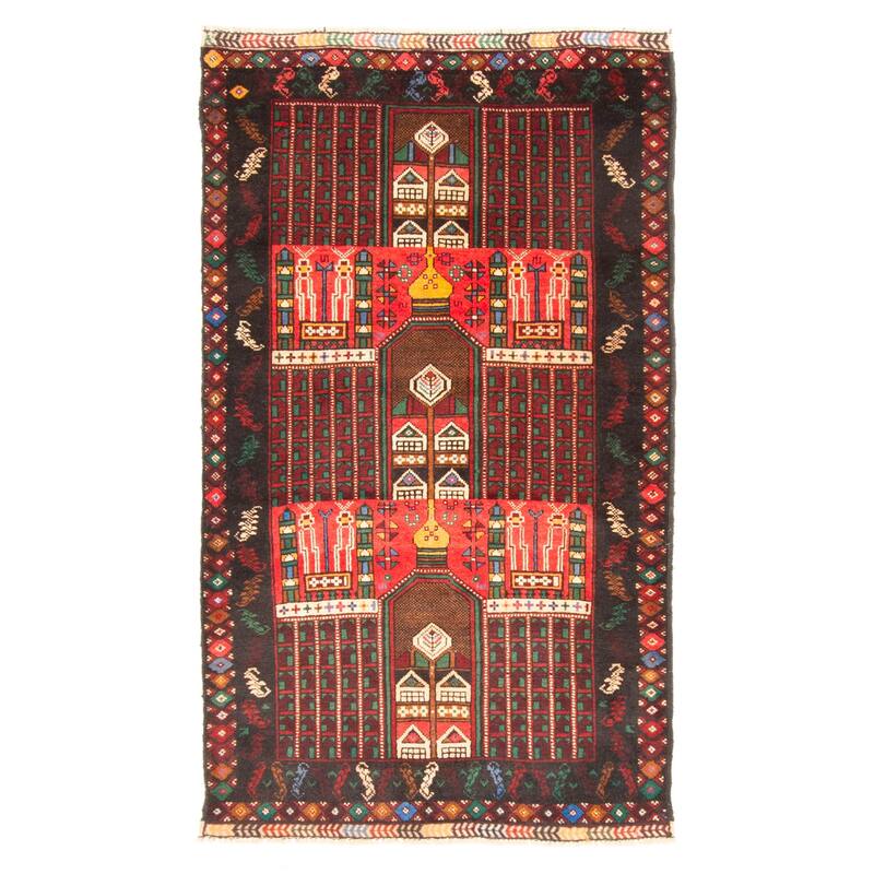 ECARPETGALLERY Hand-knotted Teimani Dark Red Wool Rug - 2'10 x 4'11