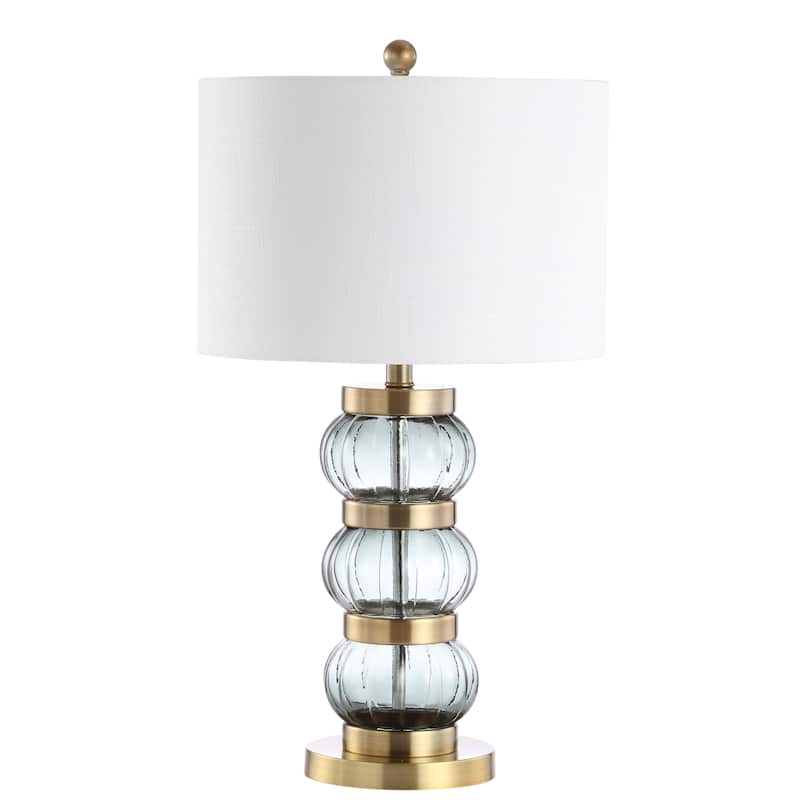 Joanie 27.5" Glass/Metal Table Lamp, Smoked Gray/Brass Gold by JONATHAN Y