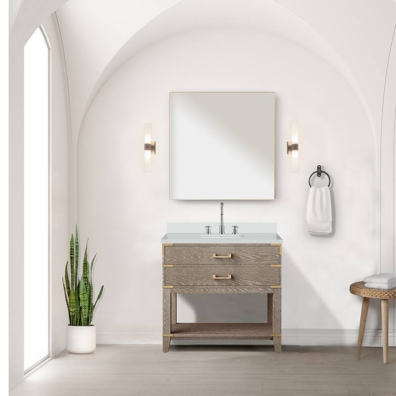 Norwalk Bath Vanity with Cultured Marble Top, Sink, Mirror and Faucet