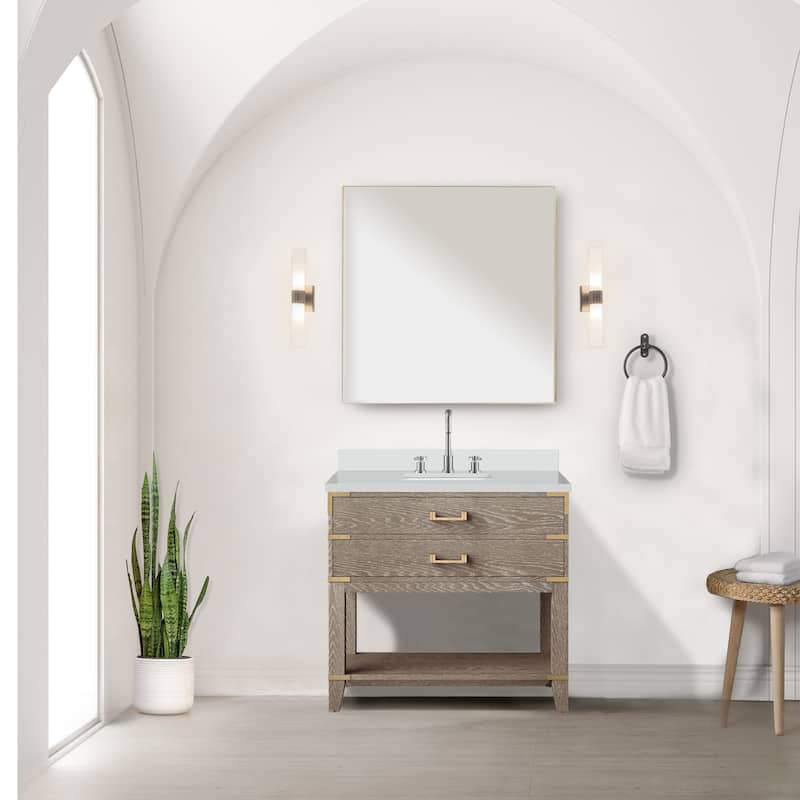 Norwalk Bath Vanity with Quartz Top, Sink, Mirror and Faucet