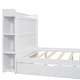preview thumbnail 9 of 20, Full Size Platform Bed with Storage Headboard Multifunctional Wooden Bedframe with Twin Size Trundle for Kids Teens Bedroom