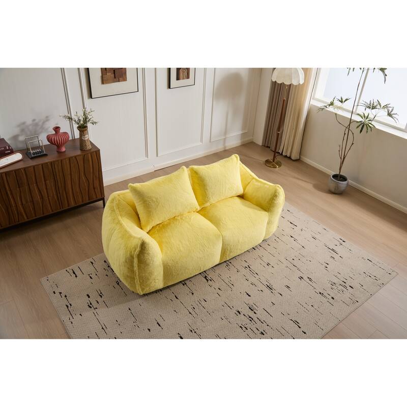 Oversized Bean Bag Sofa Reading Chair, 2-Seater Giant Bean Bag Couch with Pillows, Loveseat Chaise Lounge Sofa Chair