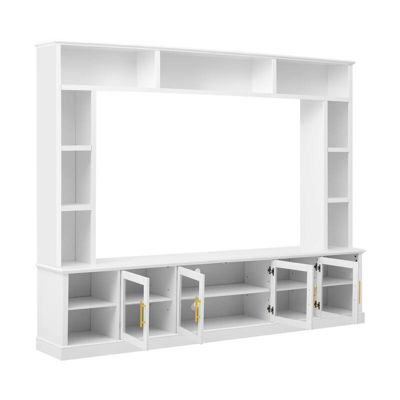 Entertainment Center Wall Unit for TVs up to 80", All-in-One Modern TV Stand with Bookshelves
