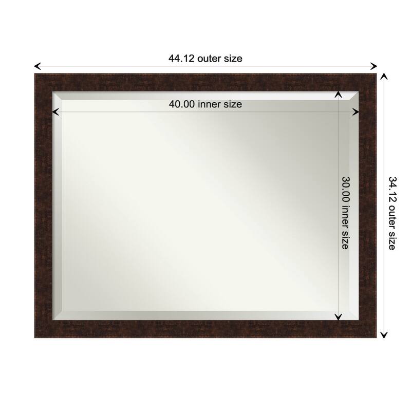 Beveled Wall Mirror - William Mottled Bronze Narrow Frame - William Mottled Bronze Narrow - 44 x 34-inch