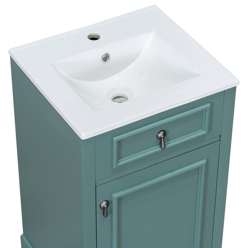 GDFStudio - Lisa Wood & Ceramic 20" Bathroom Vanity with Sink, Soft-Close Door & Storage Rack