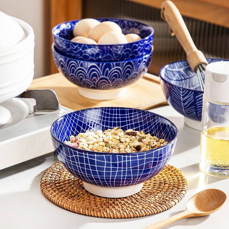 vancasso Macaron Porcelain 23Oz. Oriental Cereal Bowls Set