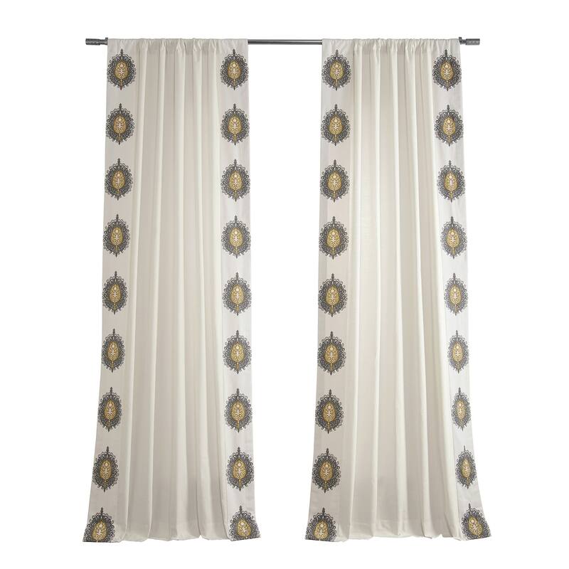 Exclusive Fabrics Mayan Solid Cotton Bordered Curtain (1 Panel)