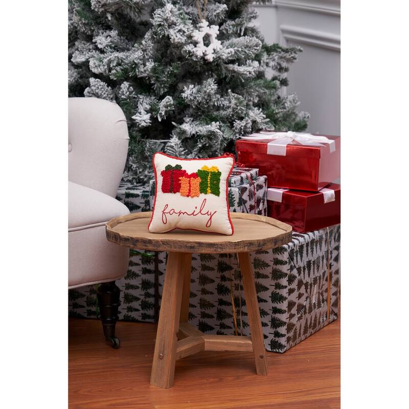 Family Presents French Knot Throw Pillow