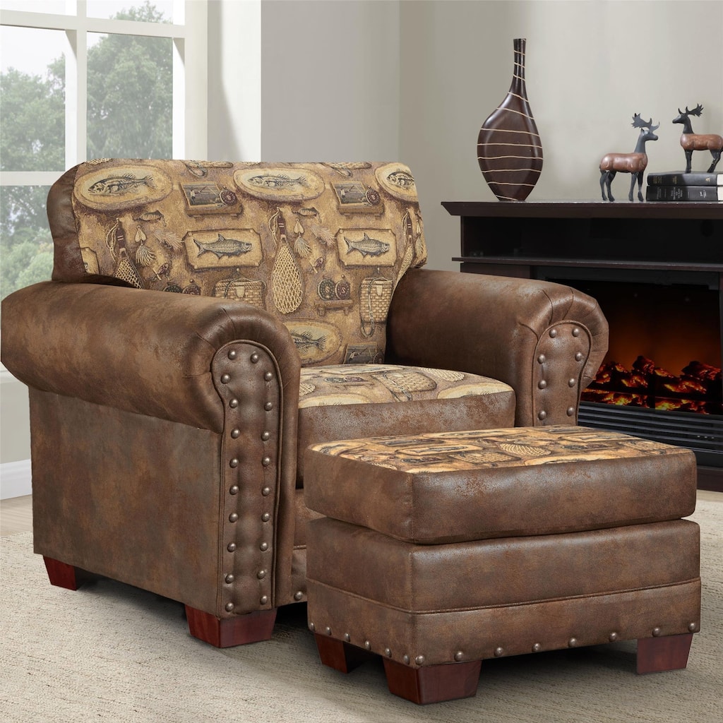 American Furniture Classics Model 8501-00-80 River Bend Arm Chair with Matching Ottoman