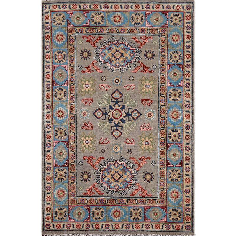 Kazak Oriental Foyer Rug Handmade Wool Carpet - 3'3" x 4'10"