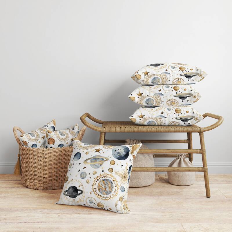 Space Fusion Faux Suede Reversible Throw Pillow White and Blue