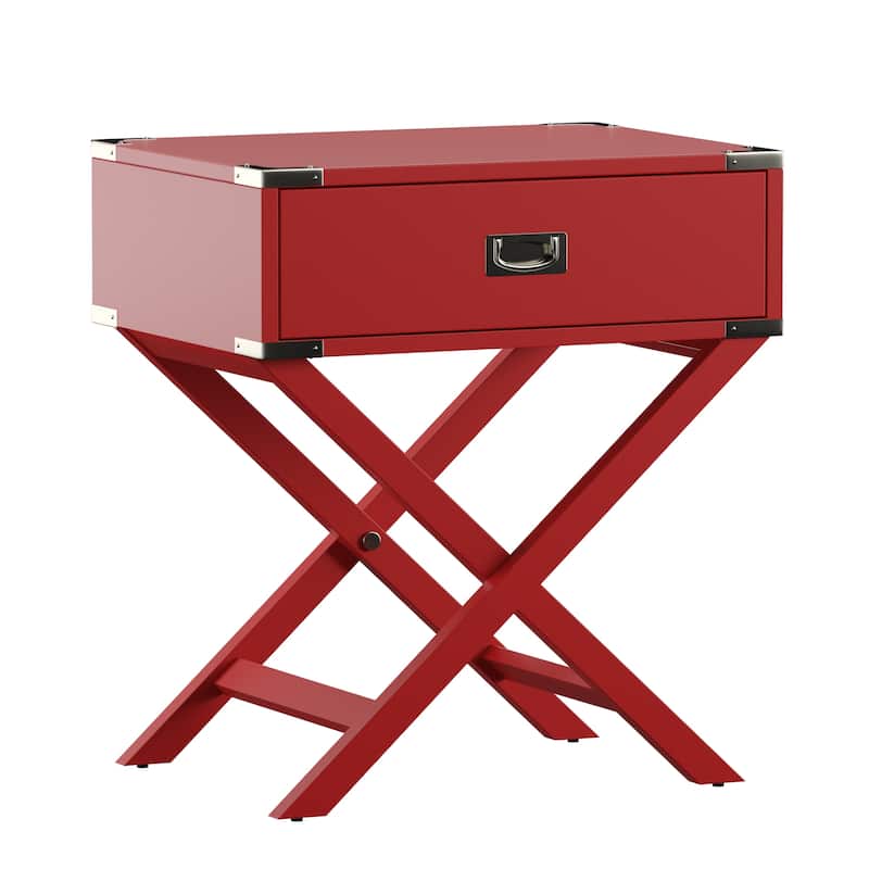 Kenton X Base Wood Accent Campaign Table by iNSPIRE Q Bold - Red