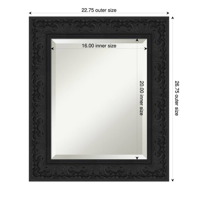 Luxe Beveled Framed Wall Mirror - 23 x 27 in - Luxe Black