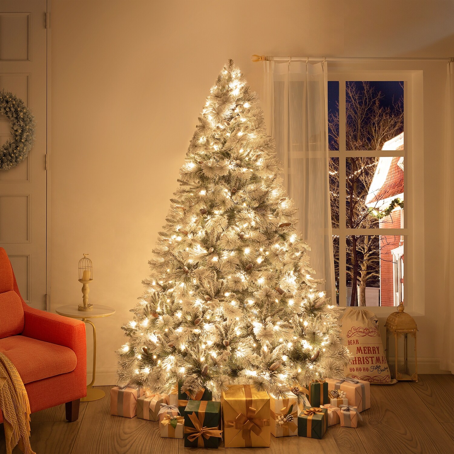 Large white cheap christmas tree lights