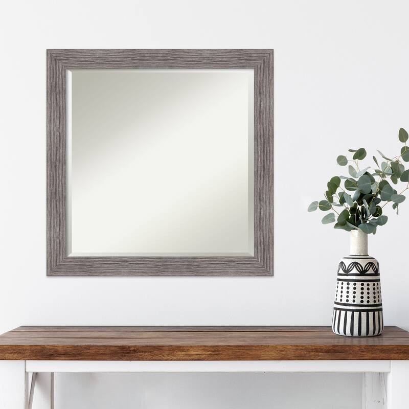 Beveled Wall Mirror - Pinstripe Plank Grey Narrow Frame - Pinstripe Plank Grey Narrow